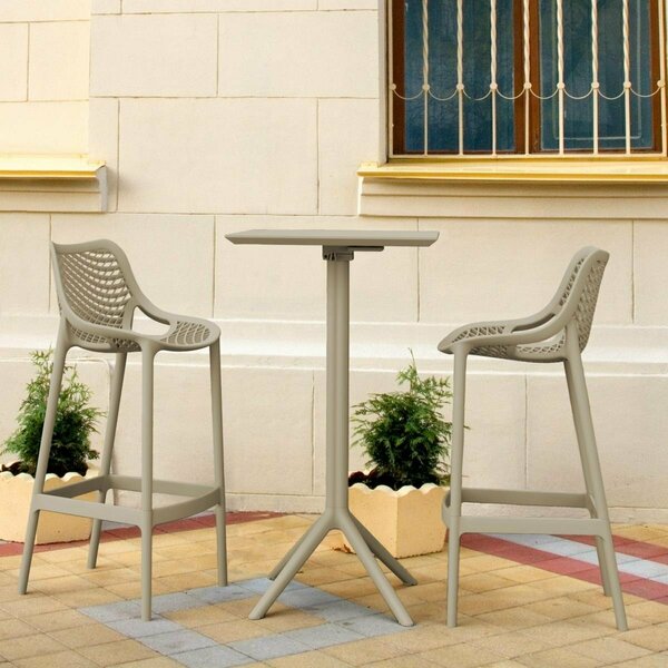 Fine-Line Sky Air Square Bar Set with 2 Barstools  Taupe FI2846316